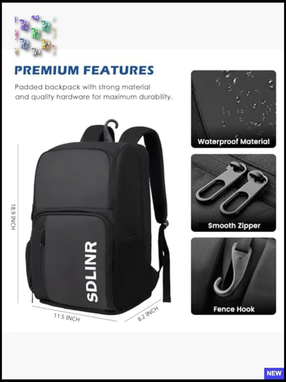 Large Pickleball Backpack Fits 4-10 Paddles with Shoe Compartment Fence Hook